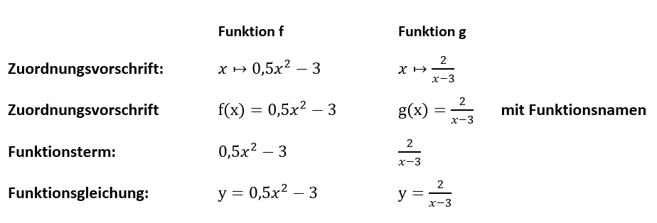 Funktion Begriffe